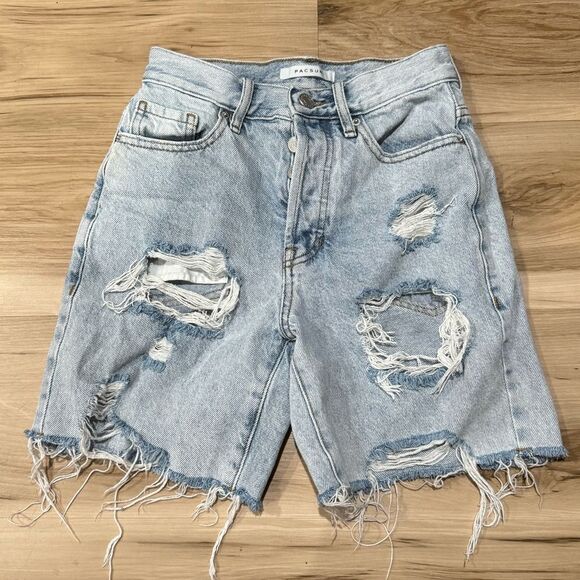 Pacsun High Rise Boy Shorts Distressed Women’s 23 - Picture 1 of 5